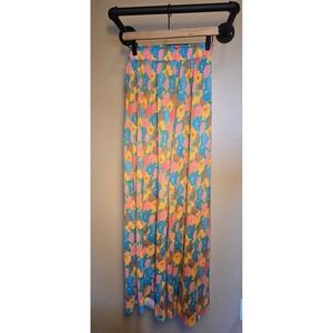 Zara‎ Multi-Color floral wide leg pleated pants women's size large